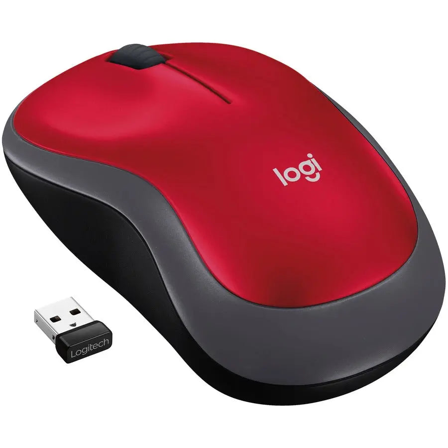 Logitech M185 Wireless Mouse - Compact 2.4GHz Optical Mouse with 12-Month Battery Life in Red
