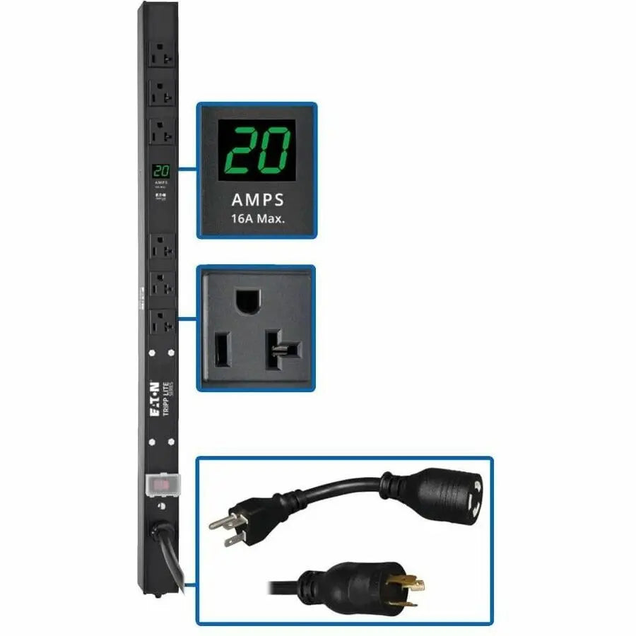 Eaton Corporation Tripp Lite PDUMV20-24 Metered Vertical PDU with 6 NEMA Outlets and 15 ft Cord