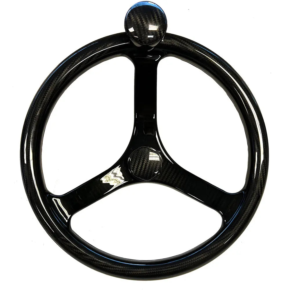 Schmitt Marine Carbon Fiber Primus Wheel with Knob - 13.5 Inch, Sanntoprene Finger Grip, 3/4 Inch Tapered Shaft, CF Nut