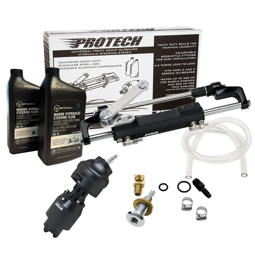 Uflex USA PROTECH 2.1T Front Mount Tilt Outboard Hydraulic System with UP28T Helm Pump and UC128TS-2 Cylinder