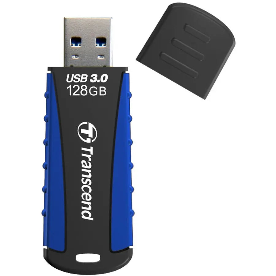Transcend JetFlash 810 128GB USB 3.0 Flash Drive - Rugged Blue Portable Storage