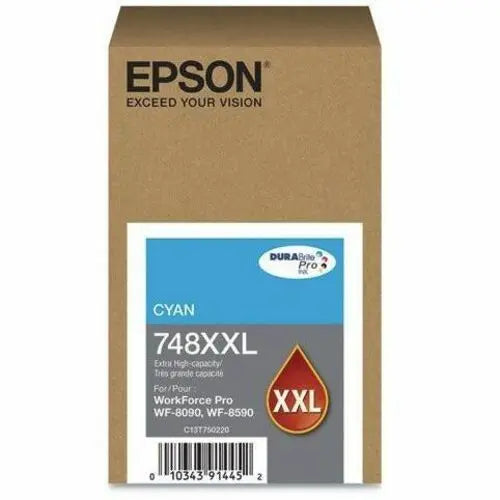 Epson DURABrite Pro 748 Cyan Ink Cartridge - Extra High Capacity for Epson WorkForce Pro Printers