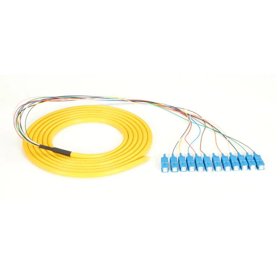 Black Box OS1 Single-Mode Fiber Optic Pigtail, 12-Strand, SC, Yellow, 3 meters