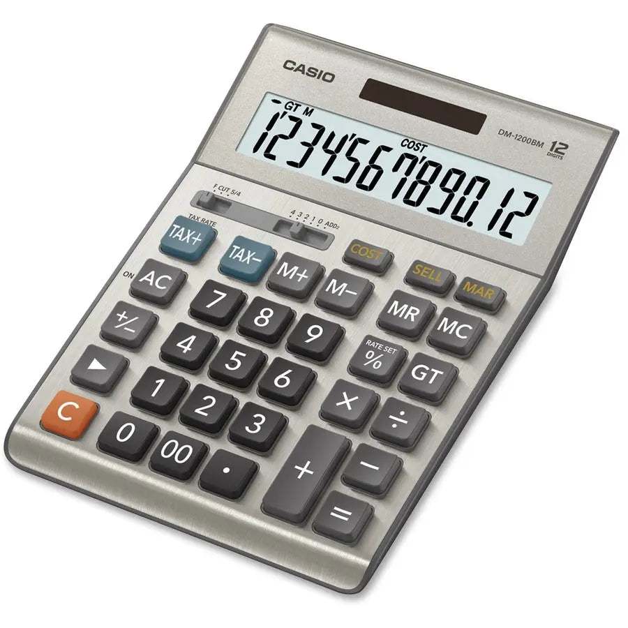 Casio DM-1200BM Simple Calculator with Large Display and Dual-Power Operation