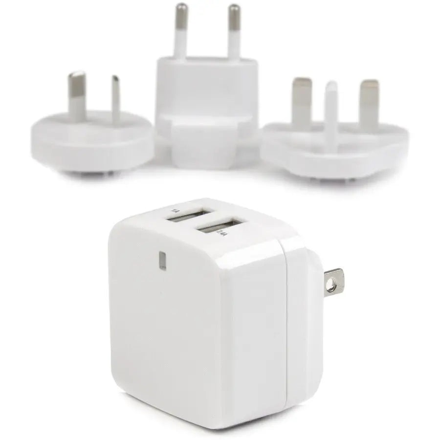 StarTech.com Travel USB Wall Charger &acirc;&euro;" 2 Port &acirc;&euro;" White &acirc;&euro;" Universal Travel Adapter &acirc;&euro;" International Power Adapter &acirc;&euro;" USB Charger