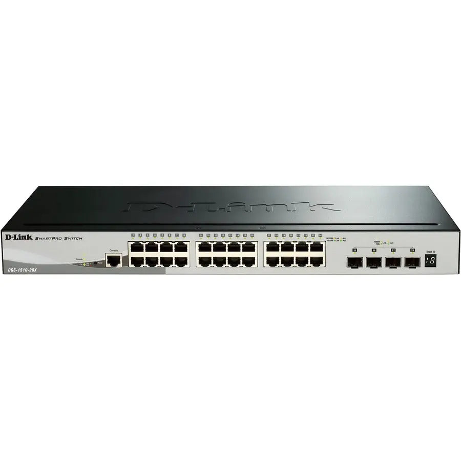 D-Link DGS-1510-28XMP Ethernet Switch - 24 Port 10/100/1000 Mbps with 10G Uplink and PoE+ Support