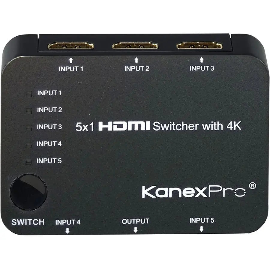KanexPro 5x1 HDMI Switcher with 4K Support – Compact 5 Input to 1 Output UHD Switcher
