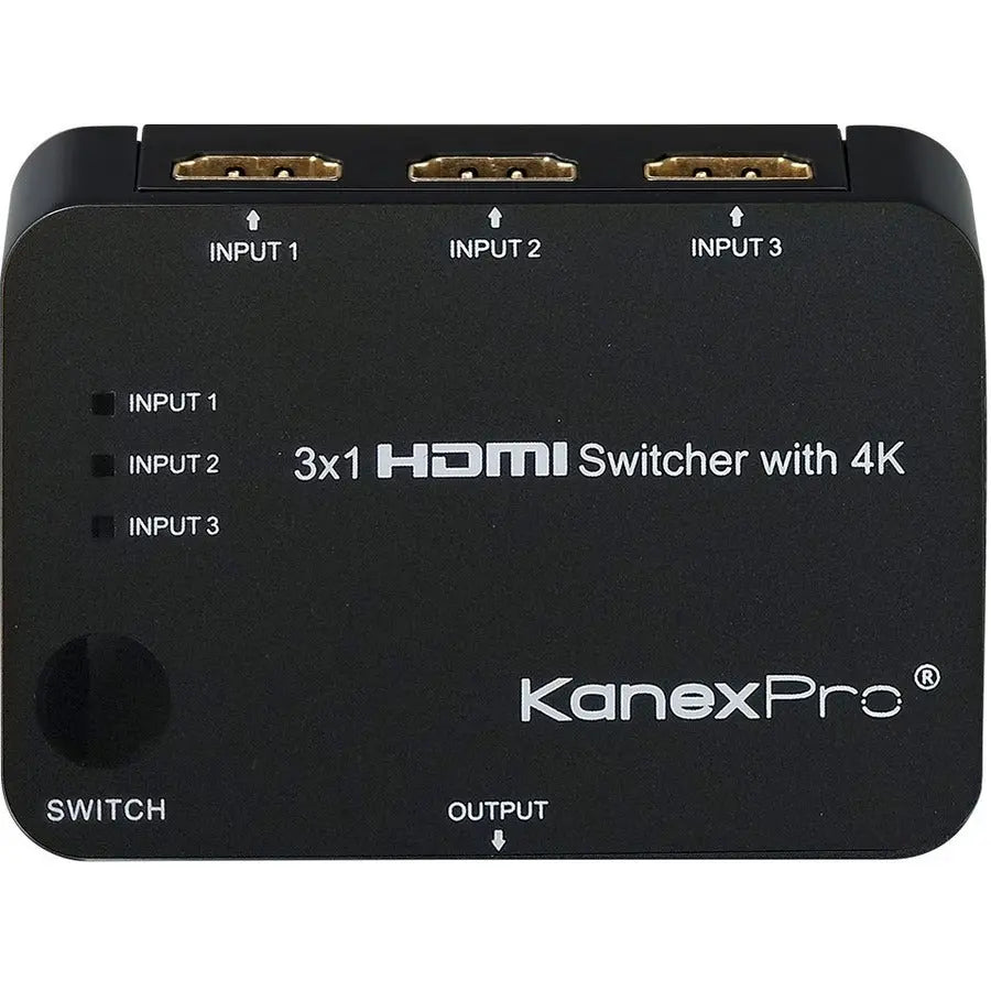 KanexPro 3x1 HDMI Switcher with 4K Support - Compact 3 Input to 1 Output HDMI Switch for Ultra HD TVs and Projectors