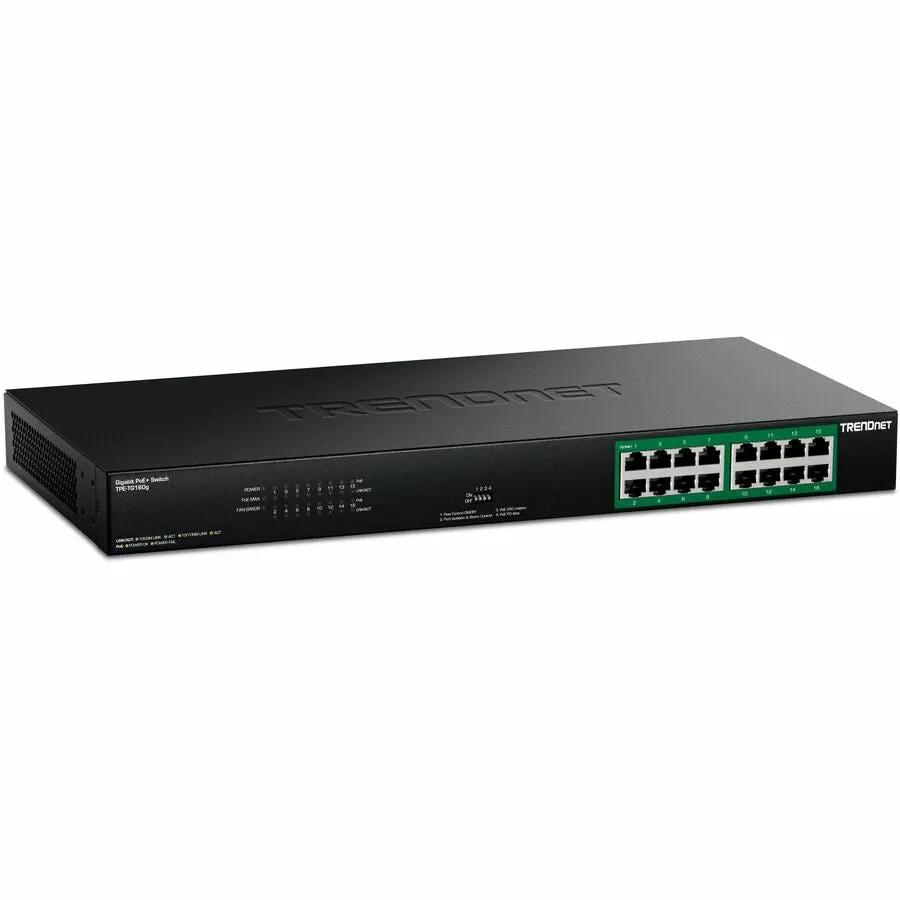 TRENDnet TPE-TG160g 16-Port Gigabit PoE+ Switch with 246W Power Budget and Rack-Mountable Design by TRENDnet