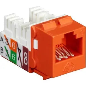 Black Box GigaTrue2 25-Pack Orange Unshielded CAT6 Keystone Jack with 110 Punchdown and TAA Compliance
