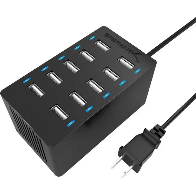 Sabrent AX-TPCS 60W 10-Port Desktop USB Rapid Charger for Multiple Devices