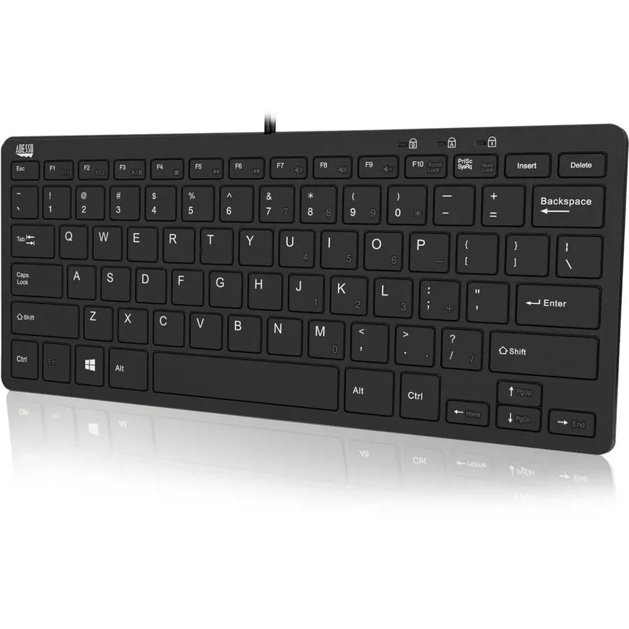 Adesso AKB-510HB Compact Mini Keyboard with USB Hubs and Multimedia Hotkeys