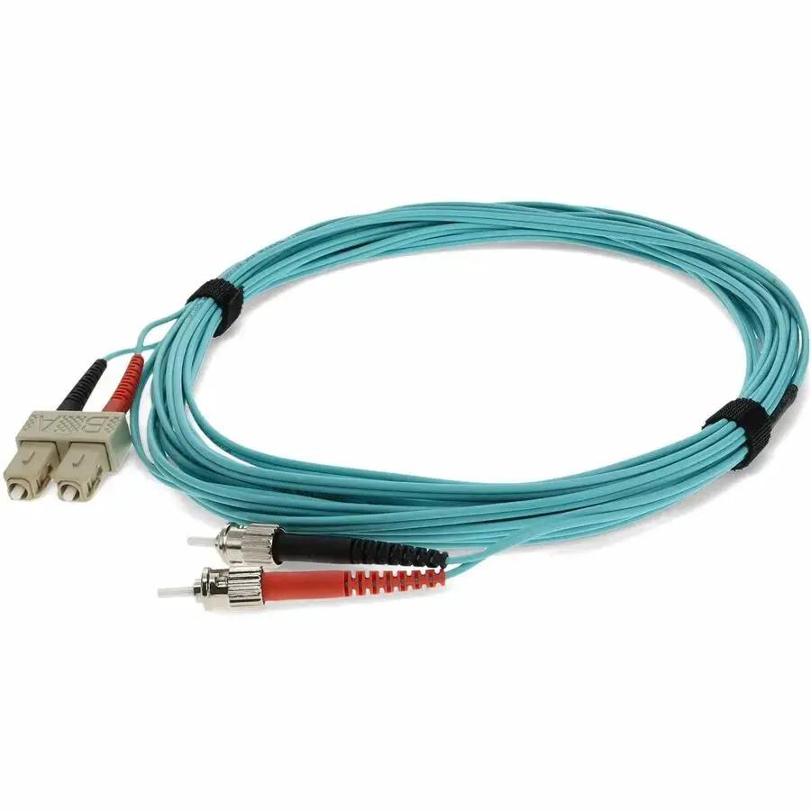 AddOn 3m Laser Optimized Multi-Mode Fiber (LOMM) Duplex ST/SC OM3 Aqua Patch Cable by ADDON