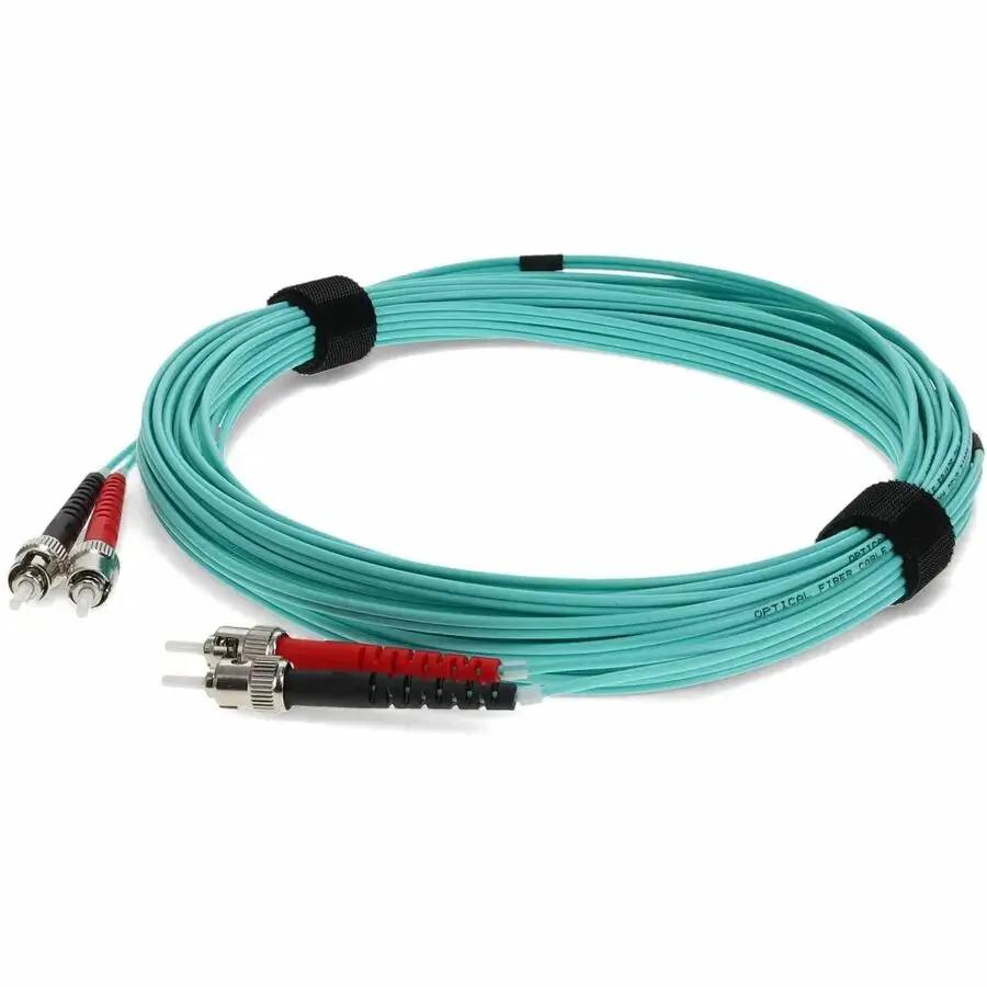 AddOn 2m Laser-Optimized Multi-Mode Fiber (LOMM) Duplex ST/ST OM4 Aqua Patch Cable by ADDON