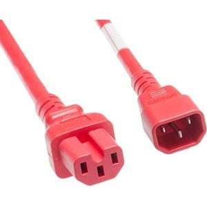 Unirise 2ft Red Power Cord C14 to C15 IEC 320 Standard for Reliable Device Connectivity