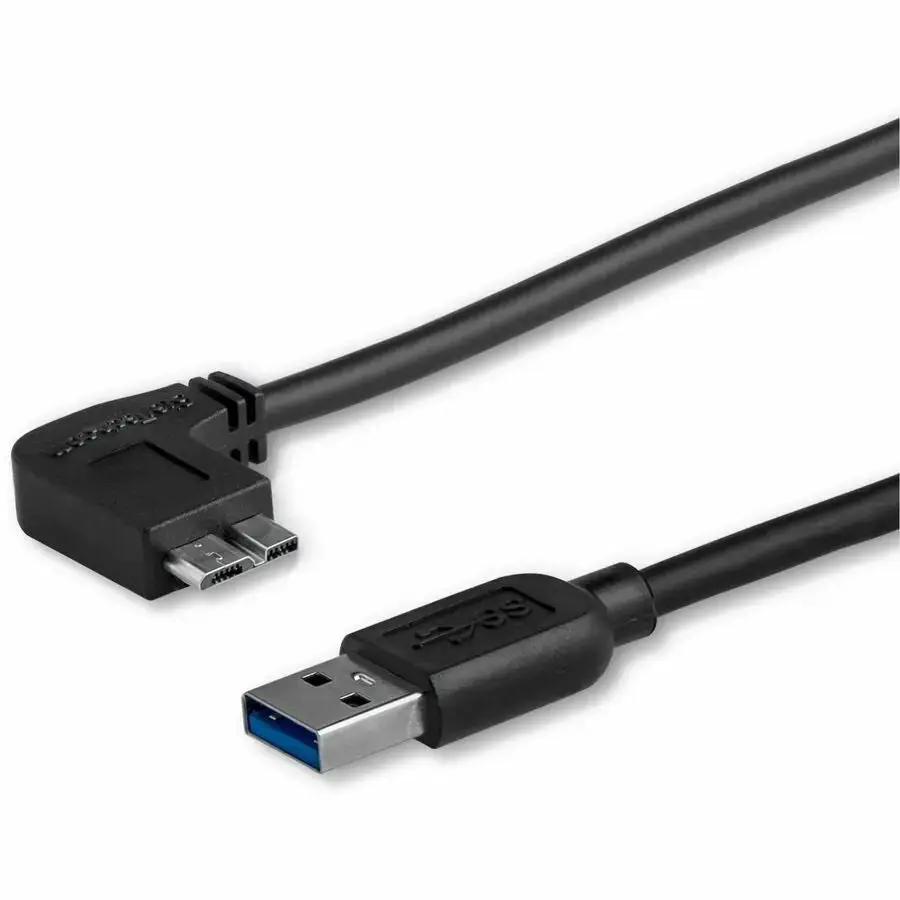 StarTech.com Slim Micro USB 3.0 Cable with Left-Angle Connector - 6ft (USB3AU2MLS) by STARTECH.COM