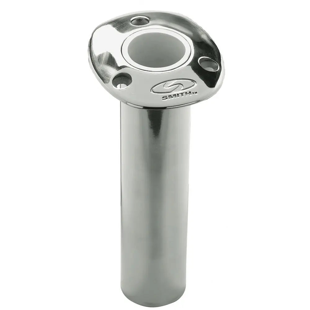 C.E. Smith Flush Mount Rod Holder - 0 Degree, 9-Inch Depth, Stainless Steel with Cast Bottom and White Vinyl Liner