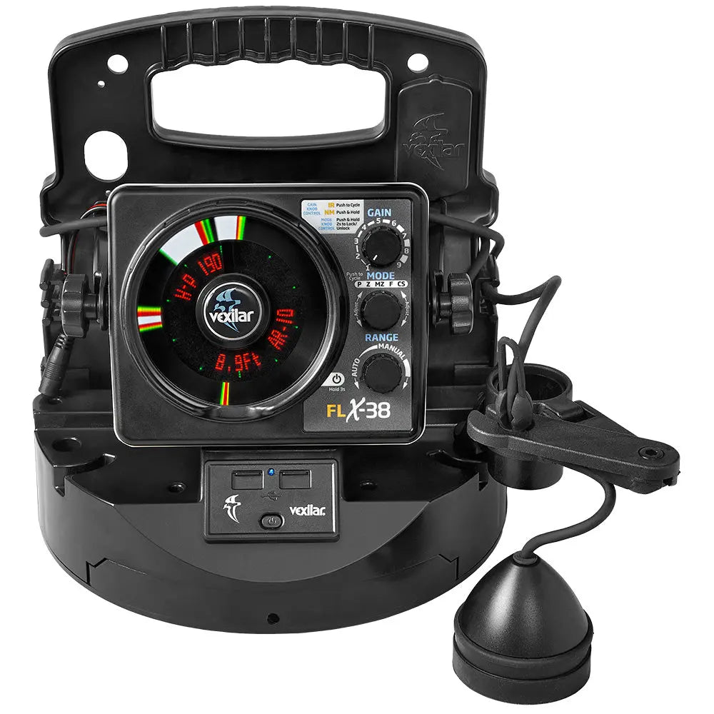 Vexilar FLX-38 BB Pro Pack Elite Fish Finder with Broad Band Ice Ducer and Lithium Battery