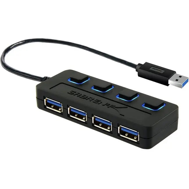 Sabrent 4-Port USB 3.0 Hub with Power Adapter - External USB Hub for Mac and PC