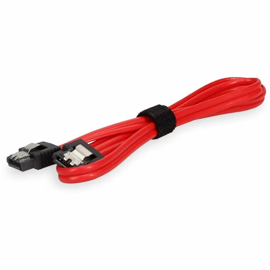 AddOn 5-Pack 1.5ft SATA Flex Male to Male Red Serial Cables for High-Speed Data Transfer by AddOn