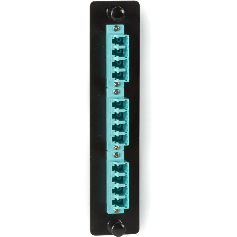 Black Box JPM456C Fiber Adapter Panel – 10-GbE Aqua Fiber Patch Panel with Ceramic Sleeves