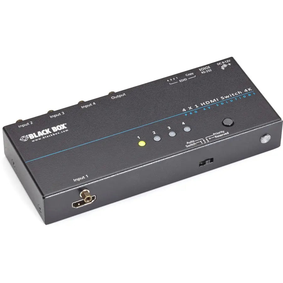 Black Box VSW-HDMI4X1-4K 4K HDMI Switch - 4 Input 1 Output with Auto Switching and EDID Support