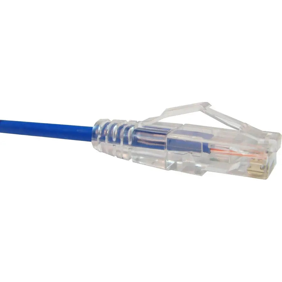 Unirise Clearfit Slim Cat6 Patch Cable, 25 ft, Blue, 28 AWG, Snagless Design