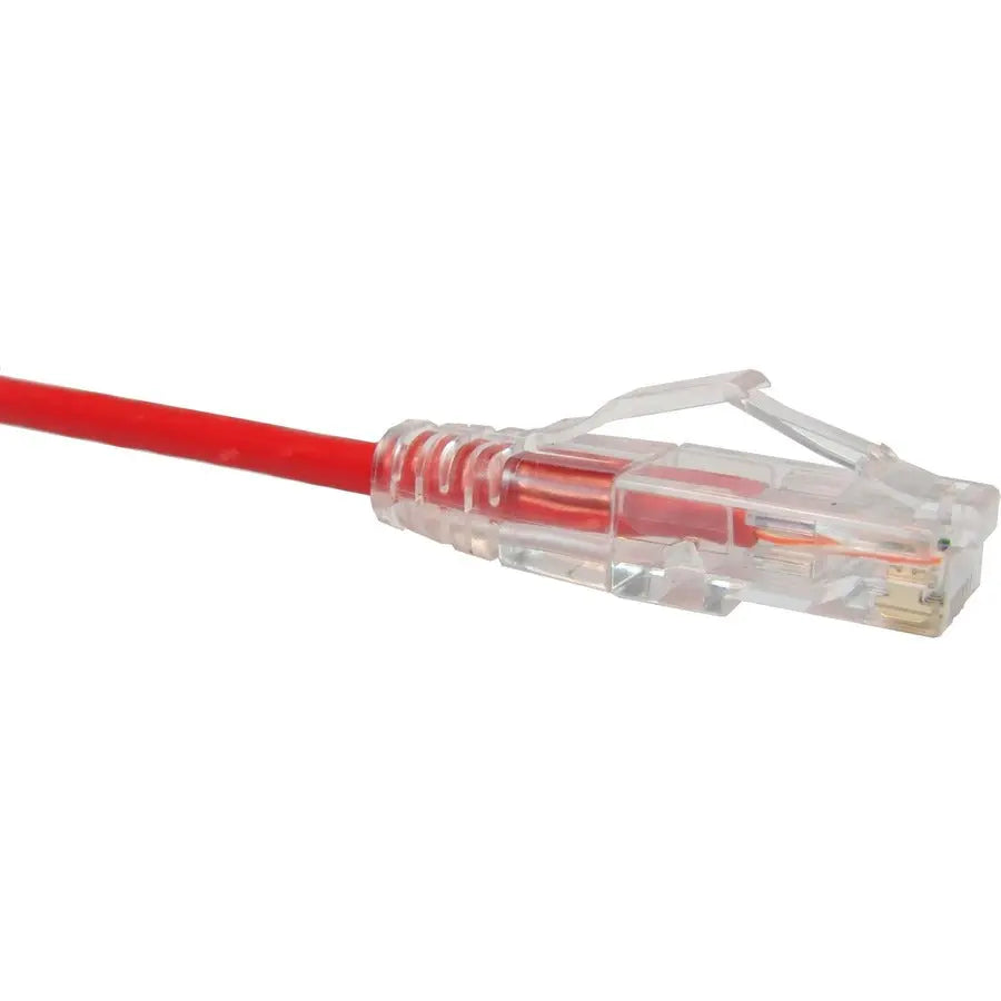 Unirise Clearfit Slim Cat6 Patch Cable, Snagless, Red, 30ft - Reliable Network Connectivity