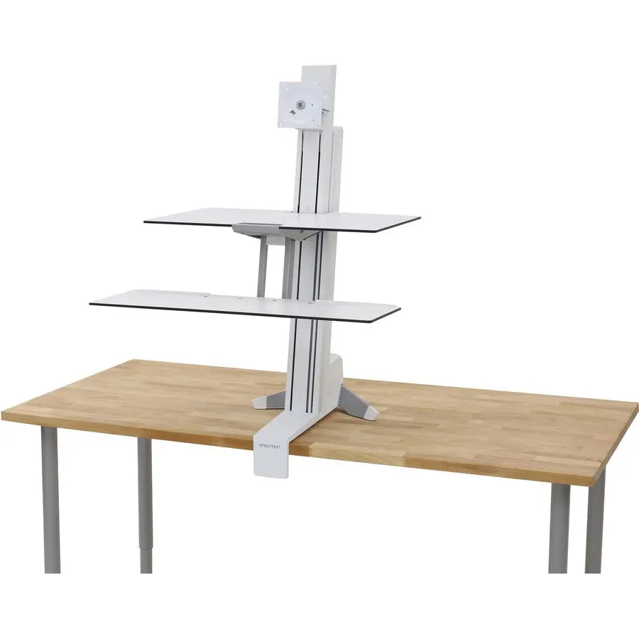 Ergotron WorkFit-S Bright White Single Desktop Standing Desk Converter - Adjustable Height Sit-Stand Workstation