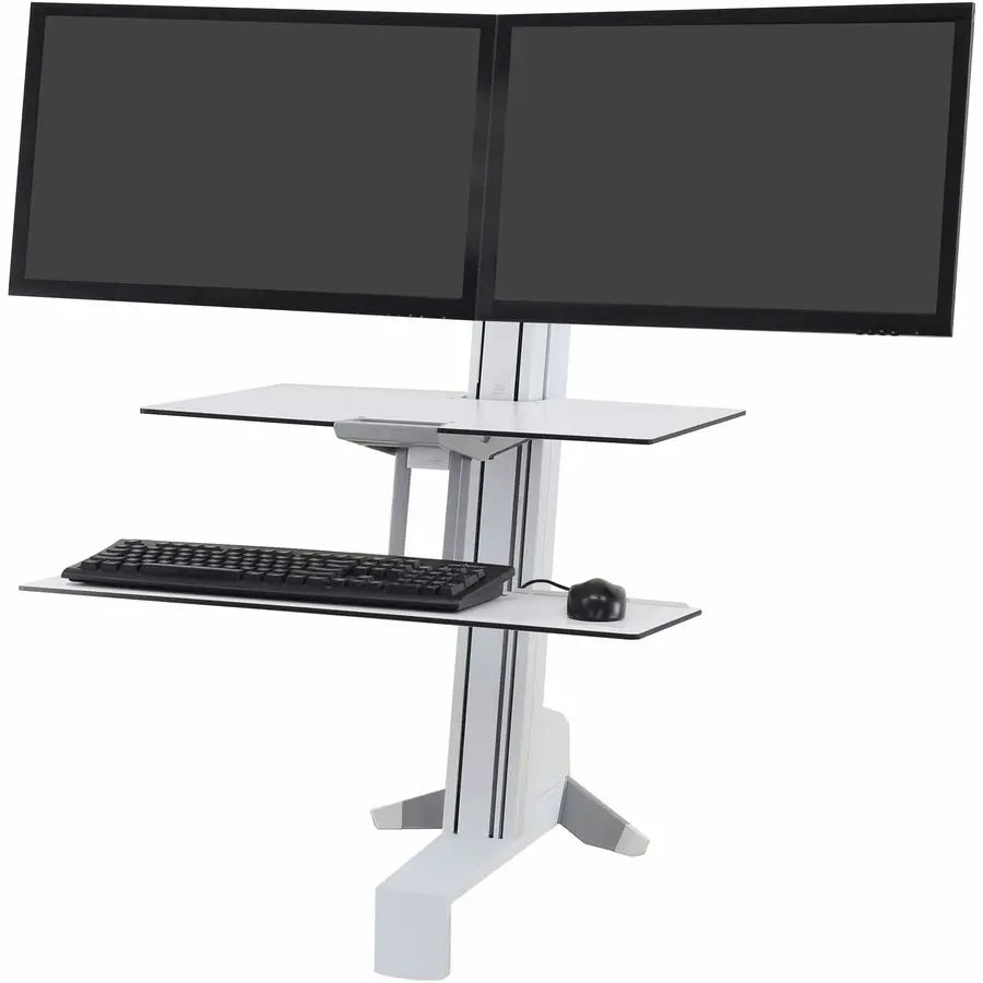 Ergotron WorkFit-S Dual Workstation with White Surface – Adjustable Desk Mount for Home Office