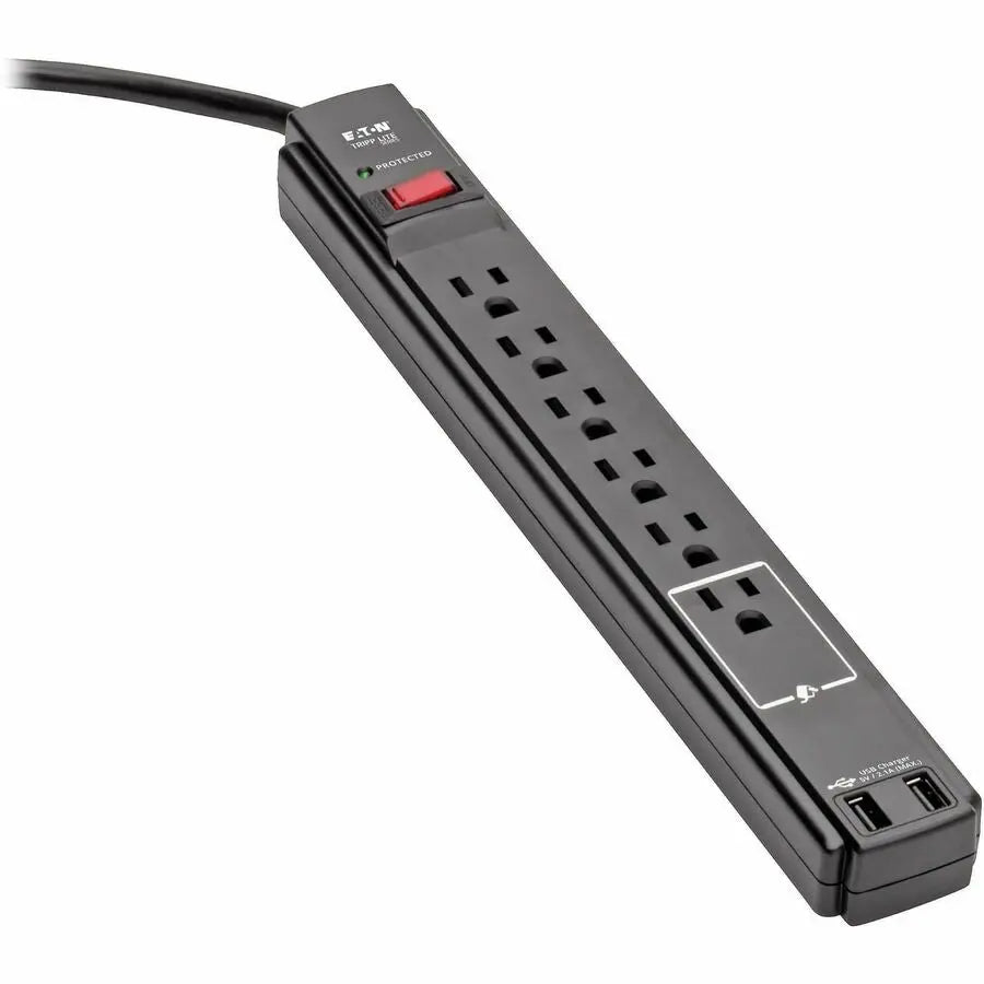 Eaton Tripp Lite Series Protect It! TLP606USBB 6-Outlet Surge Protector with USB Charging and 990 Joules of Protection