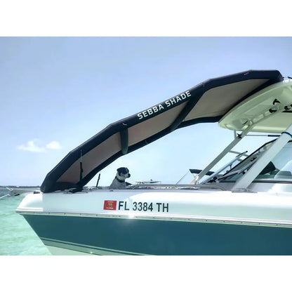 Sebba Shade 8 x 12 ft. Black Sun Shade for Boats 26'+ with Inflatable Frame and UV Protection