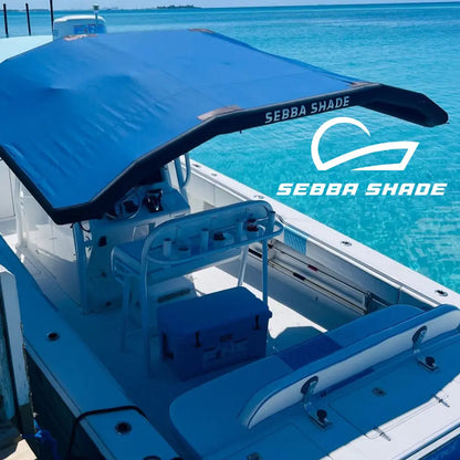 Sebba Shade 8 x 12 ft. Black Sun Shade for Boats 26'+ with Inflatable Frame and UV Protection