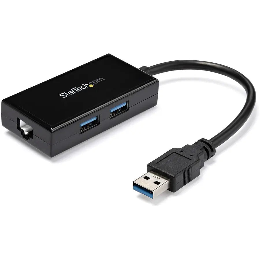 StarTech.com USB 3.0 to Gigabit Network Adapter with Built-In 2-Port USB Hub - Native Driver Support for Windows, Mac, and Chrome OS