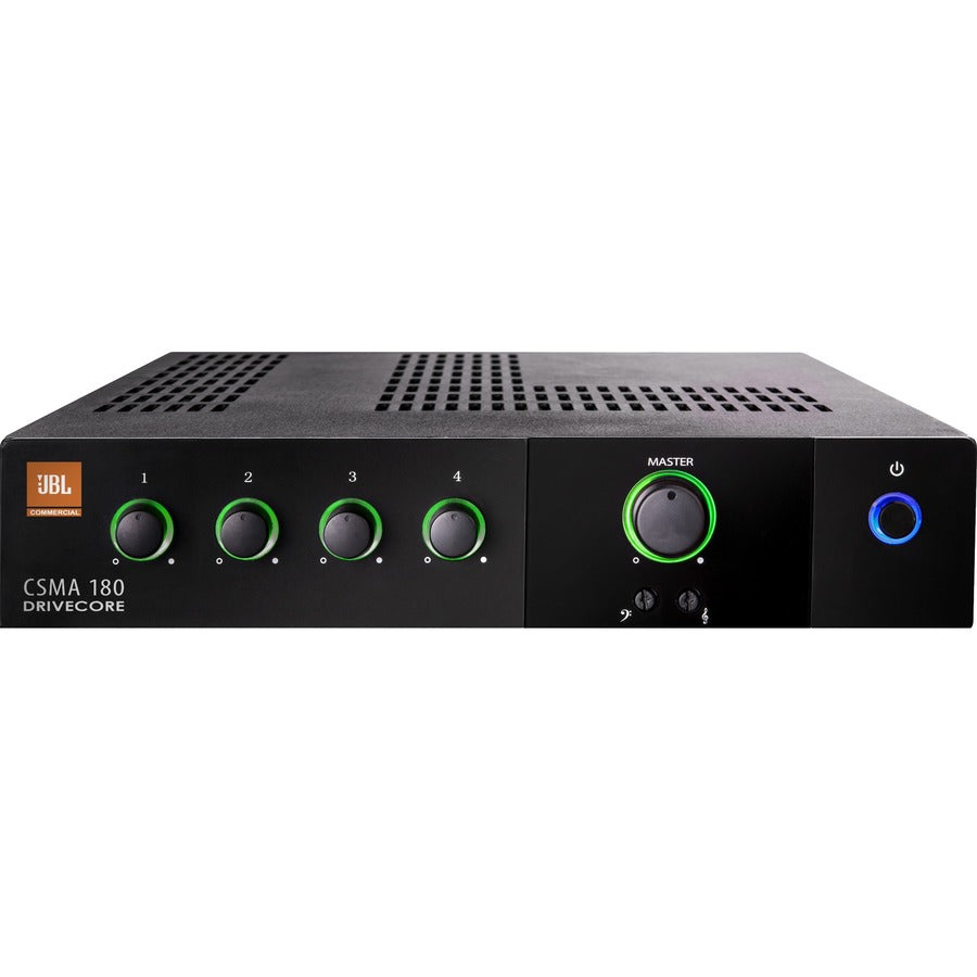 JBL Commercial CSMA 180 Amplifier – 80W RMS, 4 Channels, Fanless 1U Rack-Mountable Professional Mixer-Amplifier