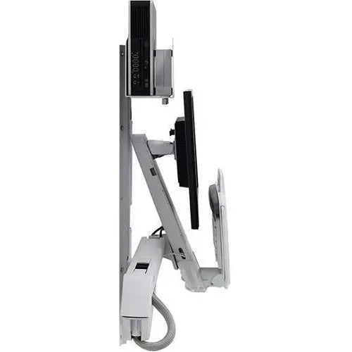 Ergotron StyleView Sit-Stand Combo System (White) with Small CPU Holder - Wall Mount for 24-Inch Screens