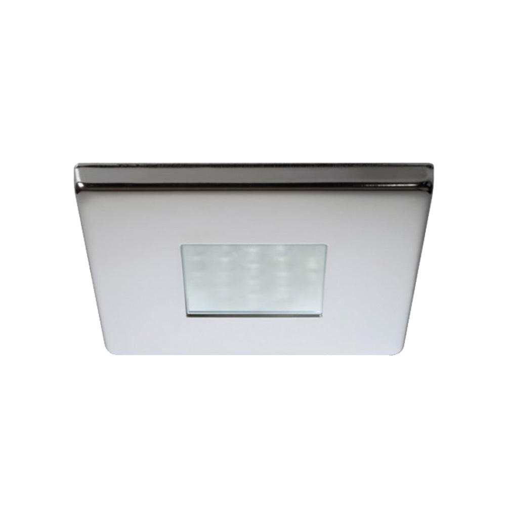 Quick Edwin C 2W LED Recessed Downlight with Square Stainless Bezel, Warm White Light