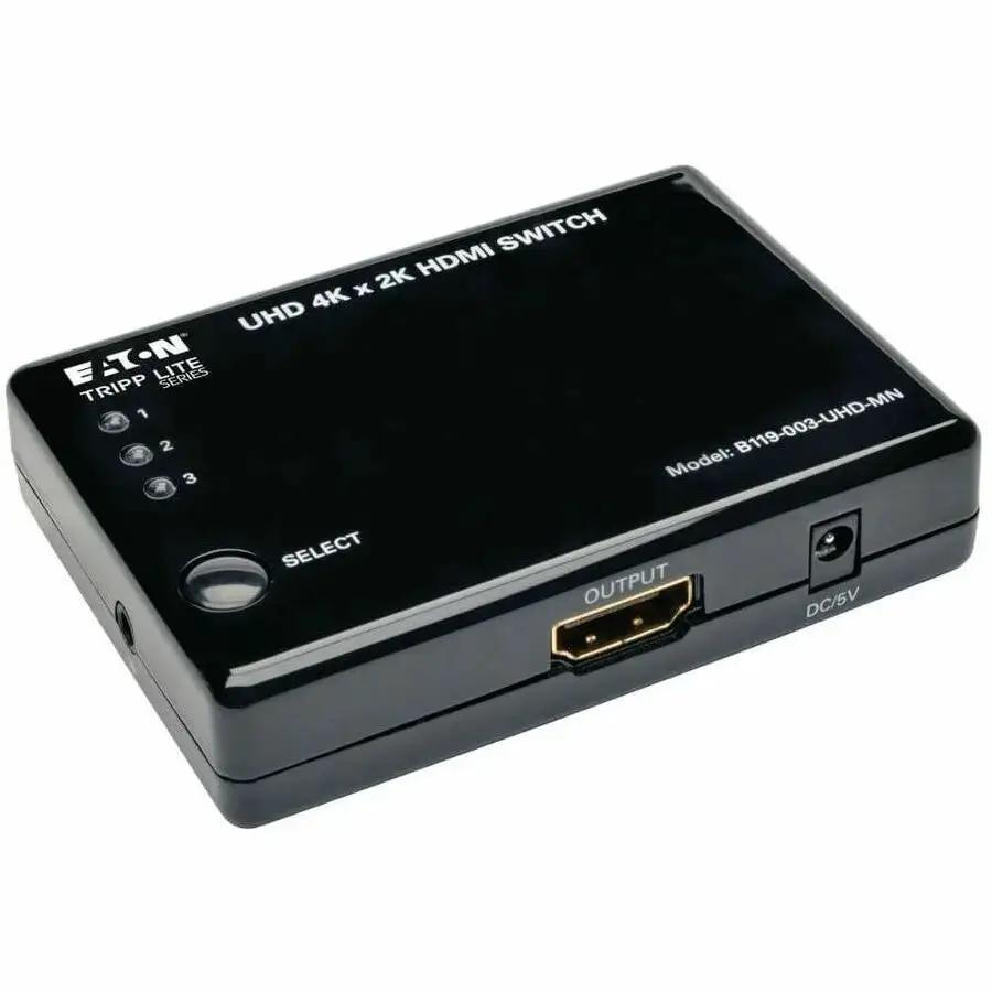 Eaton Corporation Tripp Lite B119-003-UHD-MN 3-Port HDMI Switch with Remote Control – Supports 4K UHD, 7.1 Surround Sound, and Easy Switching by Eaton Corporation