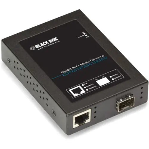 Black Box Gb ETH PoE+ Media Converter with SFP - 10/100/1000 Mbps Copper to Fiber