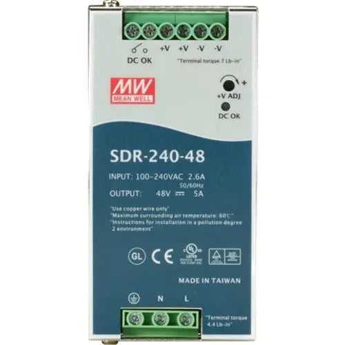 Black Box SDR-240-48 DIN Rail Power Supply - 240 Watts, 48 VDC