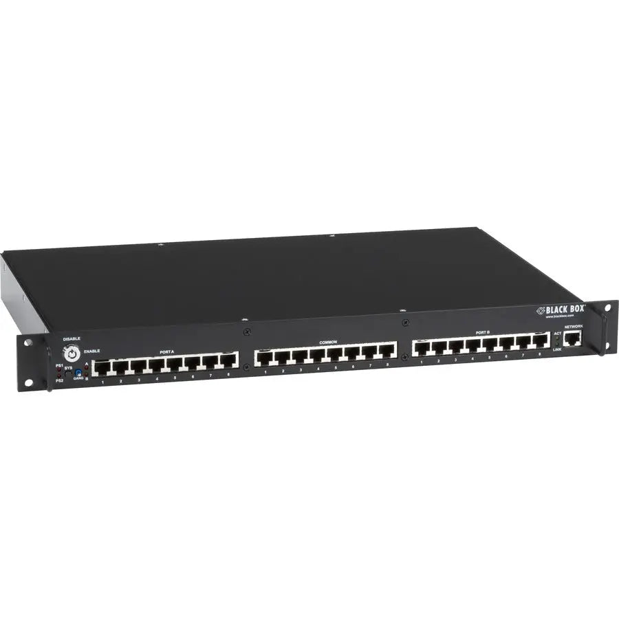 Black Box Rackmount Gang Switch NBSALL8MGR - 8 Port Ethernet A/B Switch for 10/100/1000 Networks