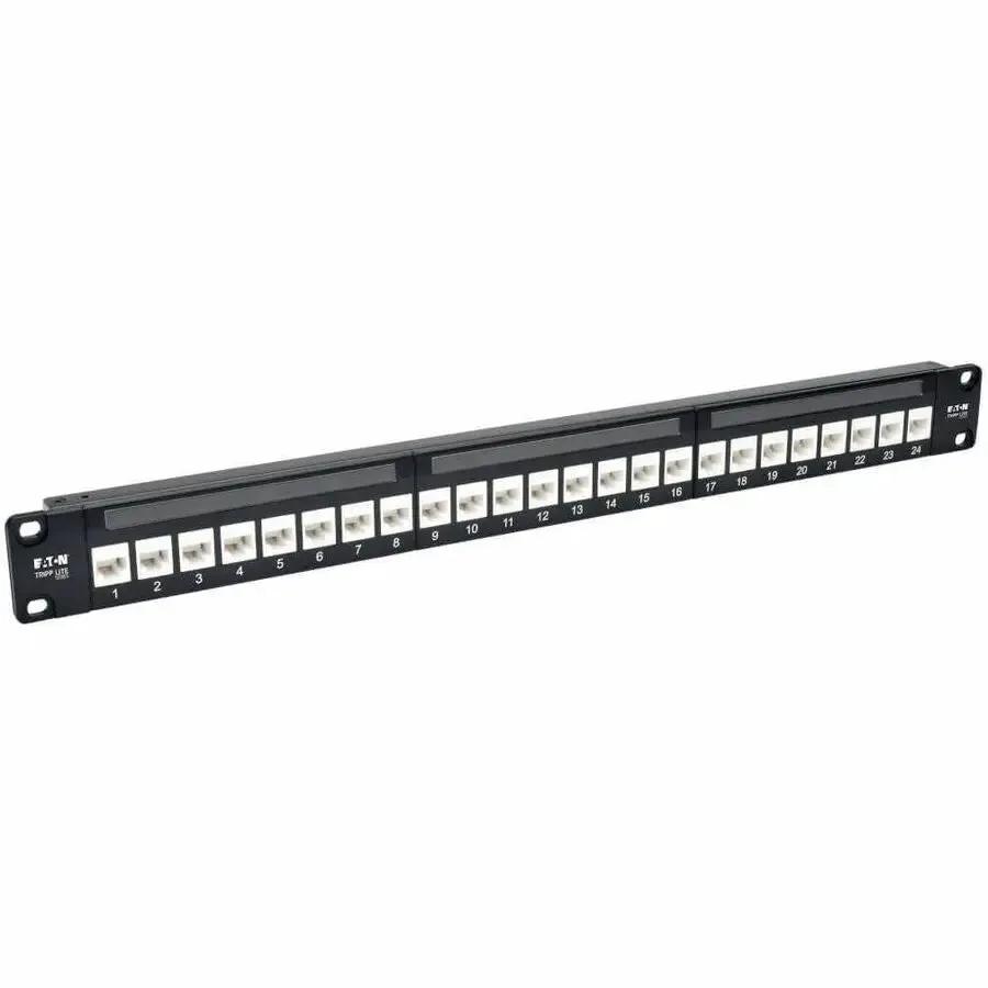 Tripp Lite N254-024-6A 24-Port 1U Rack-Mount Cat6a Feedthrough Patch Panel with RJ45 Ethernet Connectors by Eaton Corporation