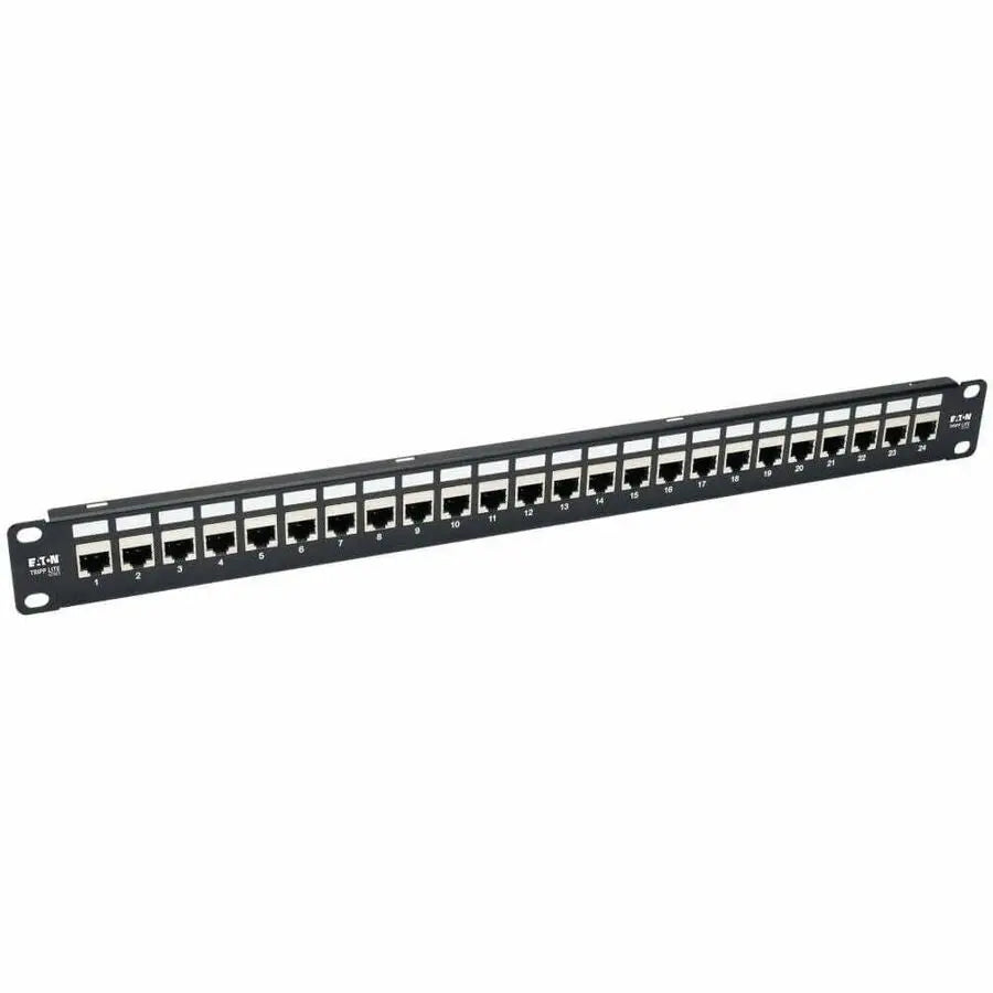 Eaton Corporation N254-024-SH-6A 24-Port Rack-Mount Shielded Cat6a Patch Panel with Cable Management