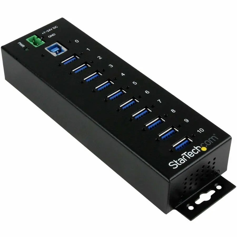 StarTech.com 10-Port Industrial USB 3.0 Hub with ESD and Surge Protection, DIN Rail Mount, Part Number ST1030USBM