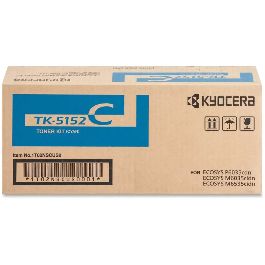 Kyocera TK-5152C Original Toner Cartridge for Kyocera Ecosys P6035CDN, M6035CIDN, and M6535CIDN Printers