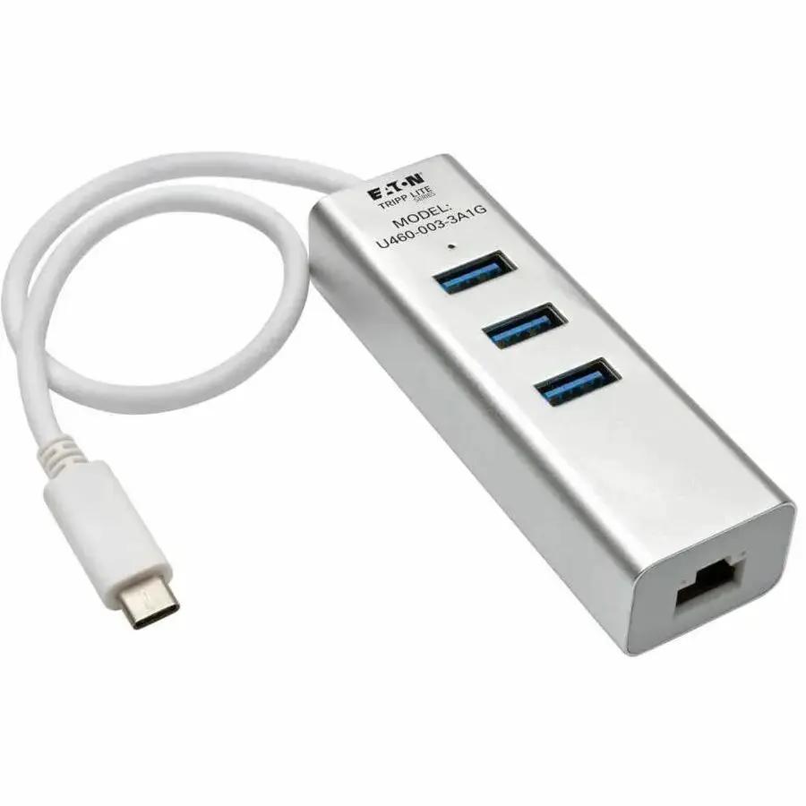 Eaton Tripp Lite Series U460-003-3A1G USB 3.1 Gen 1 USB-C Portable Hub/Adapter with Ethernet and Charging by Eaton Corporation