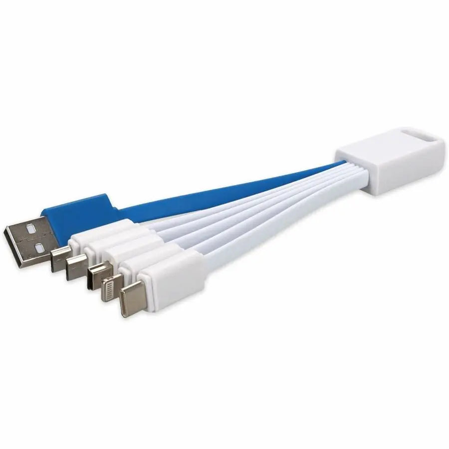 AddOn USB 5-in-1 Charging and Data Transfer Cable - Micro-USB, Lightning, Mini-USB, USB-C, 4-inch