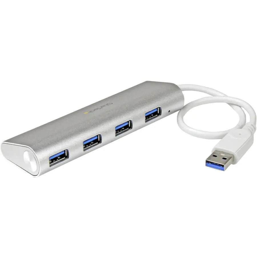 StarTech.com 4-Port USB 3.2 Gen 1 Hub with Built-in Cable - Portable Aluminum USB-A Expansion for PCs and Laptops