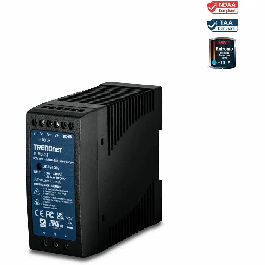 TRENDnet TI-M6024 60W 24V DC Industrial DIN Rail Power Supply for Network Equipment by TRENDnet