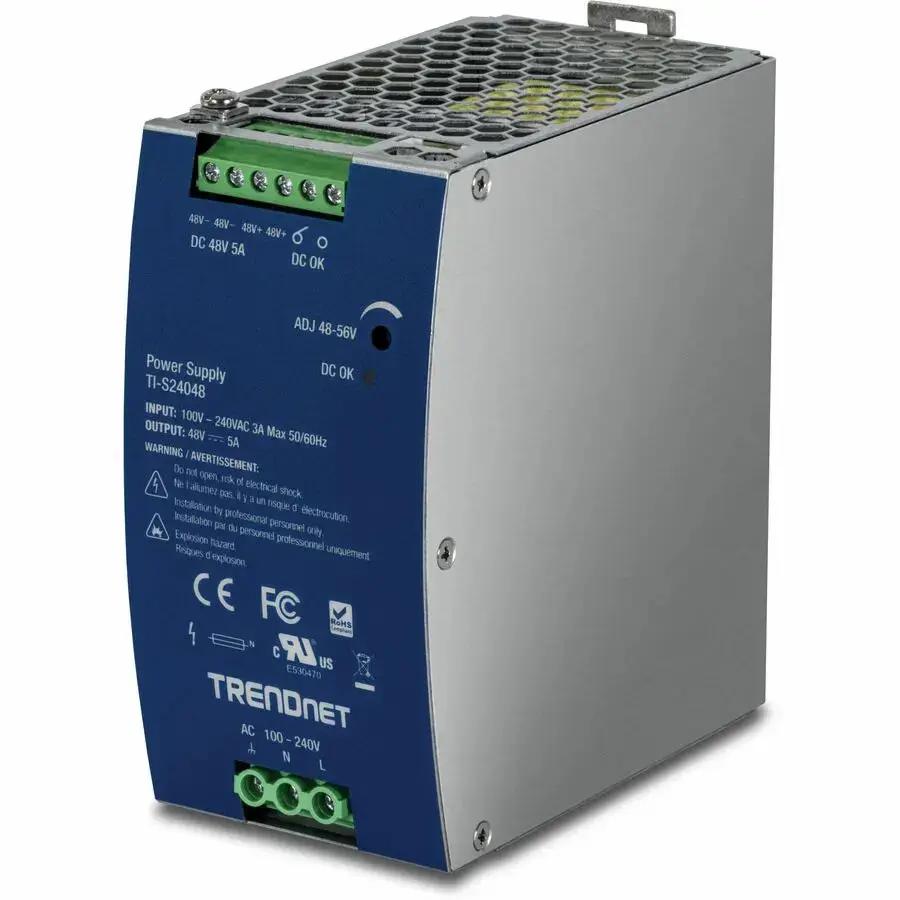 TRENDnet TI-S24048 240W DIN Rail Power Supply with PFC - 48V DC, 5A, UL 62368 Certified by TRENDnet